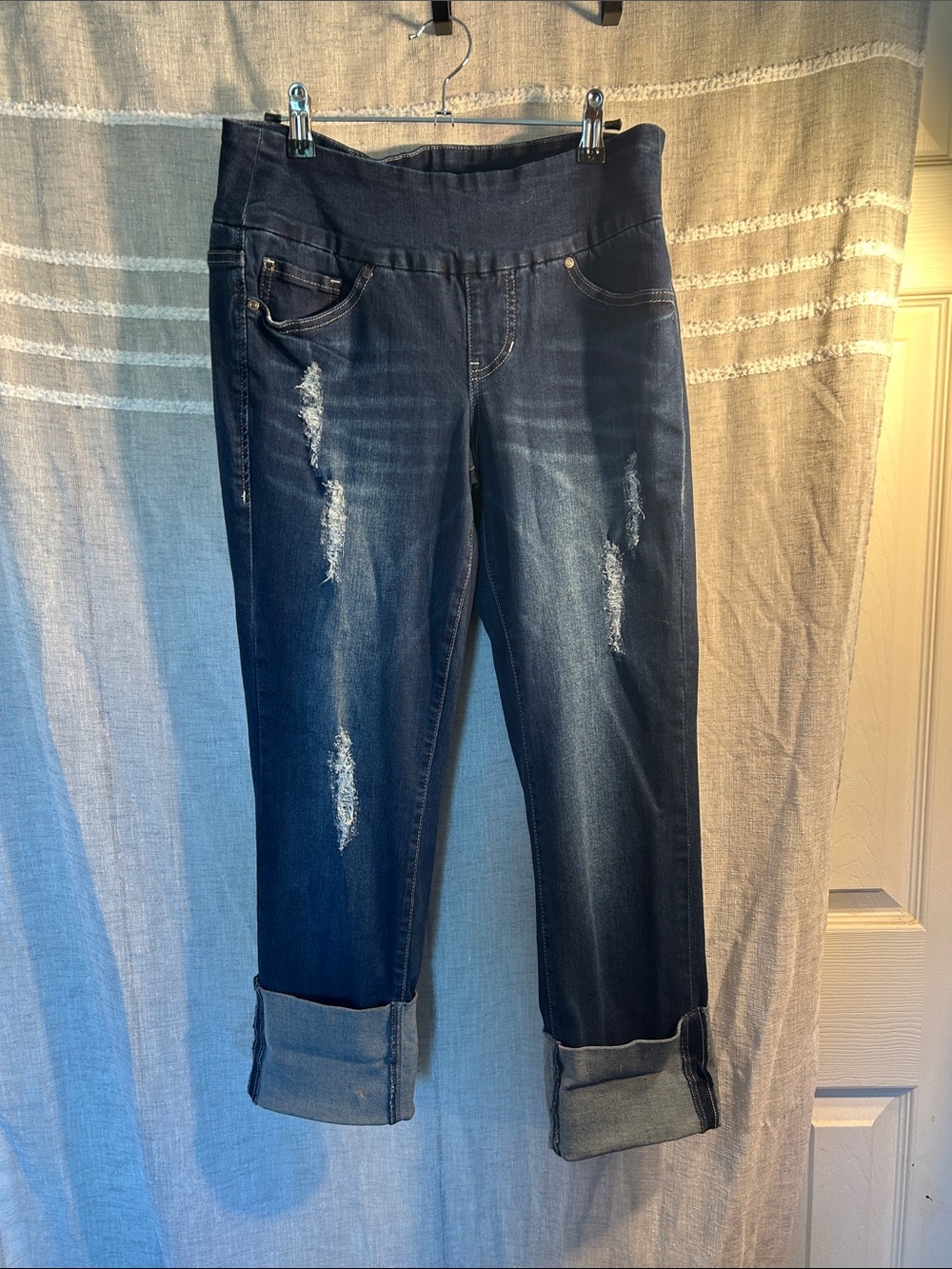 Jag Jeans Women's Dark Blue Distressed Boyfriend Jeans